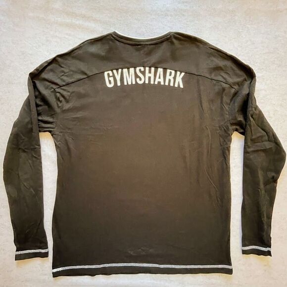 Gymshark Mens Shirt Black Crew Neck Recess Long Sleeve T-shirt Size L NEW - Picture 1 of 10